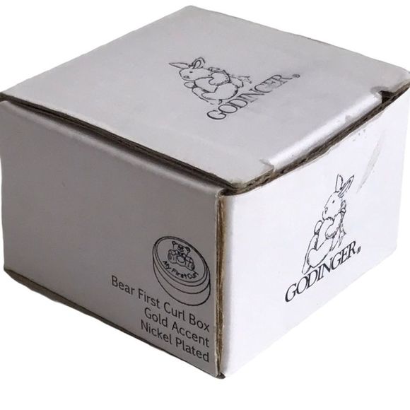 Godinger StainlessSteel Trinket TeddyBear Embossed Baby First Curl Round Box NEW - Picture 6 of 10